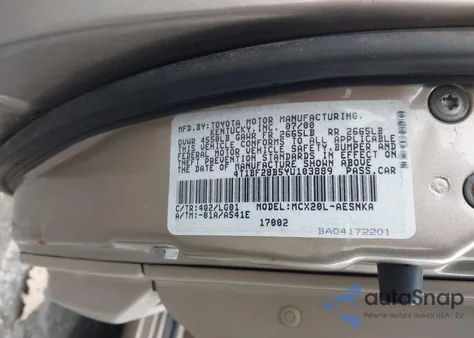 2000 Toyota Avalon Xl из США, поврежденный, VIN 4T1BF28B5YU103889